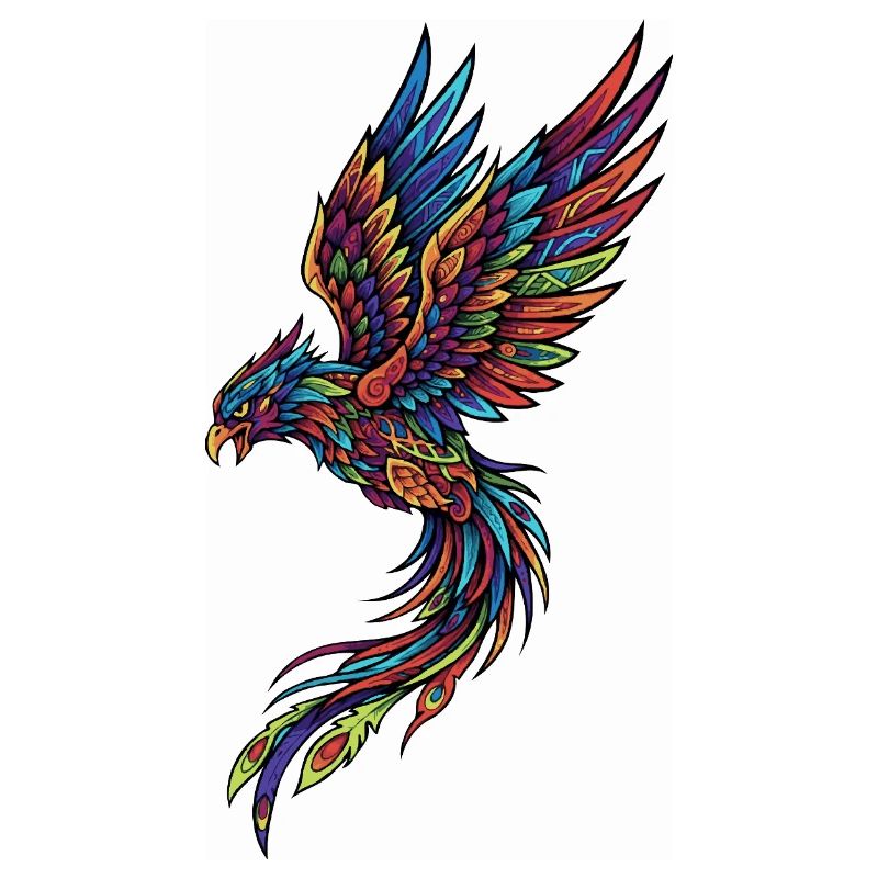 Neon Phoenix auf Schwarz