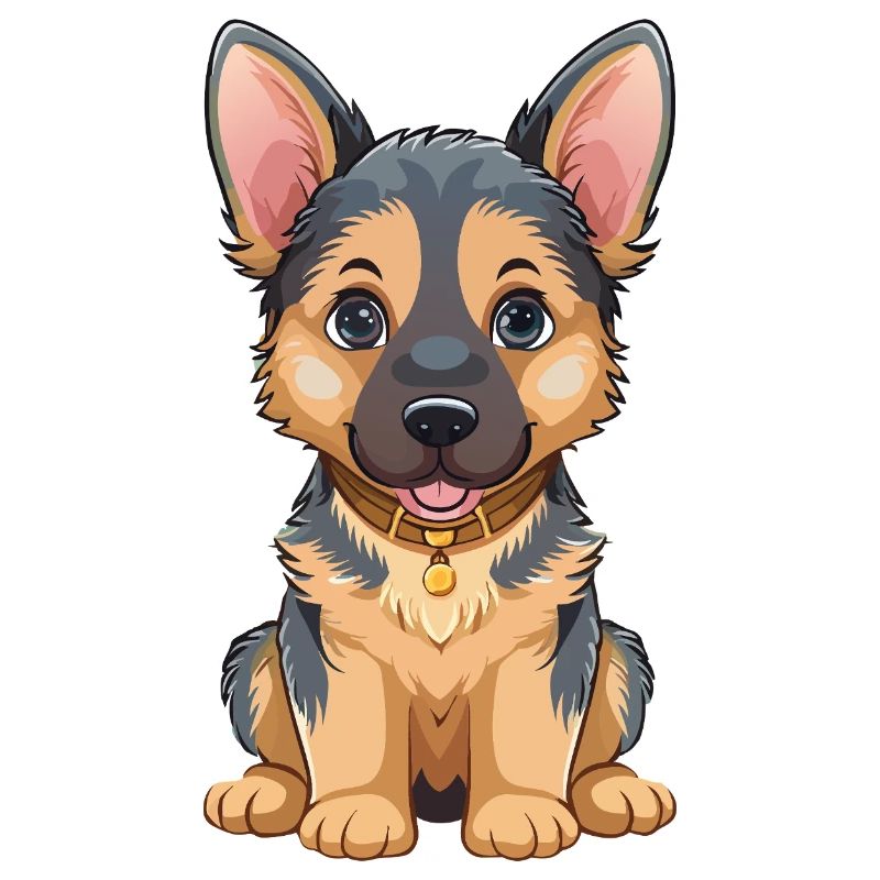 Cuddly German Shepherd Cartoon