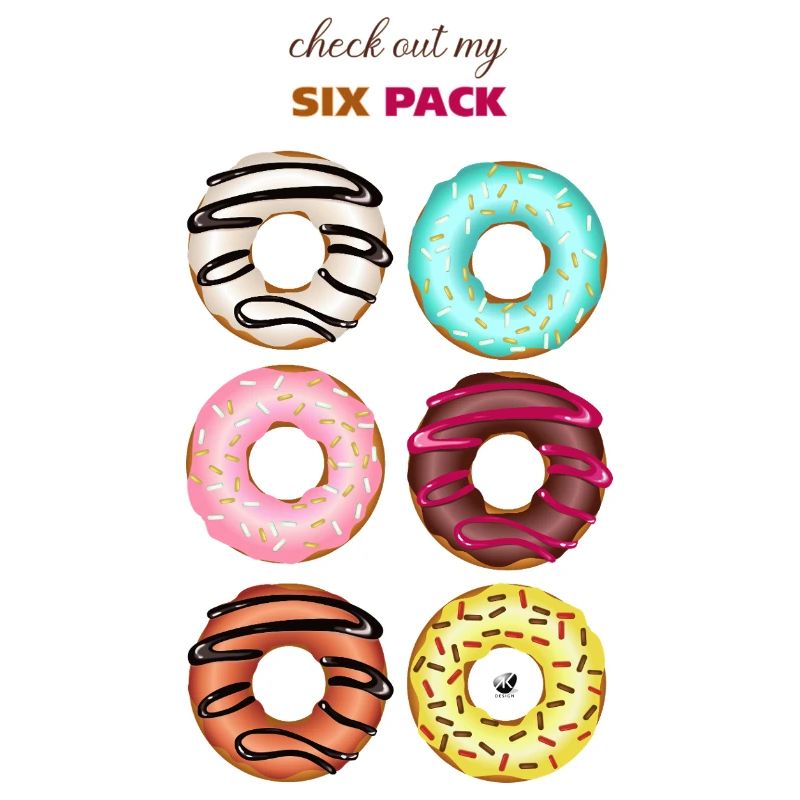 Sechs glasierte Donuts Abbildung mit Inschrift