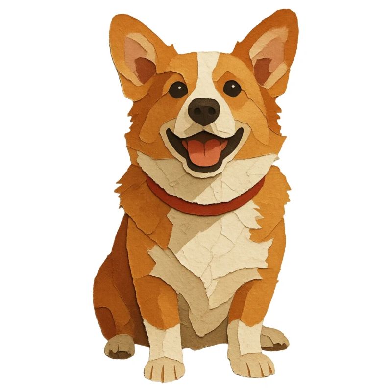 Portrait de papier Corgi - Collage