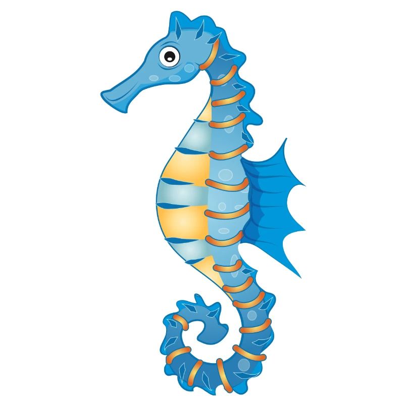 mignon hippocampe bleu dans le style comique