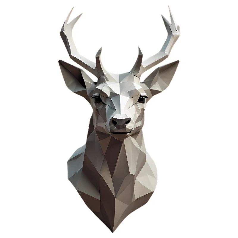 Geometric Deer Head Low-Poly
