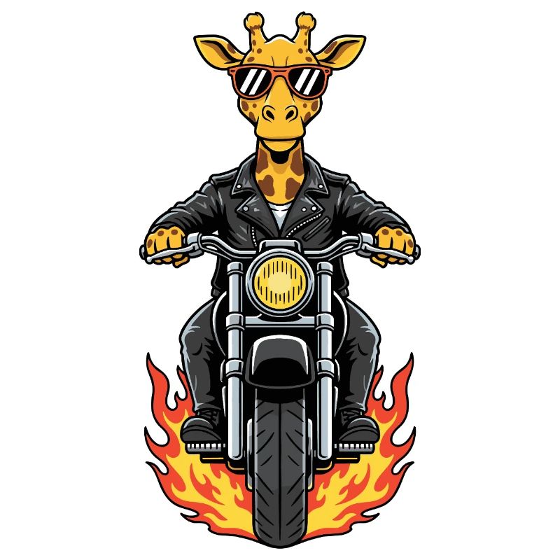 Cool Biker Giraffe Motorradflammen