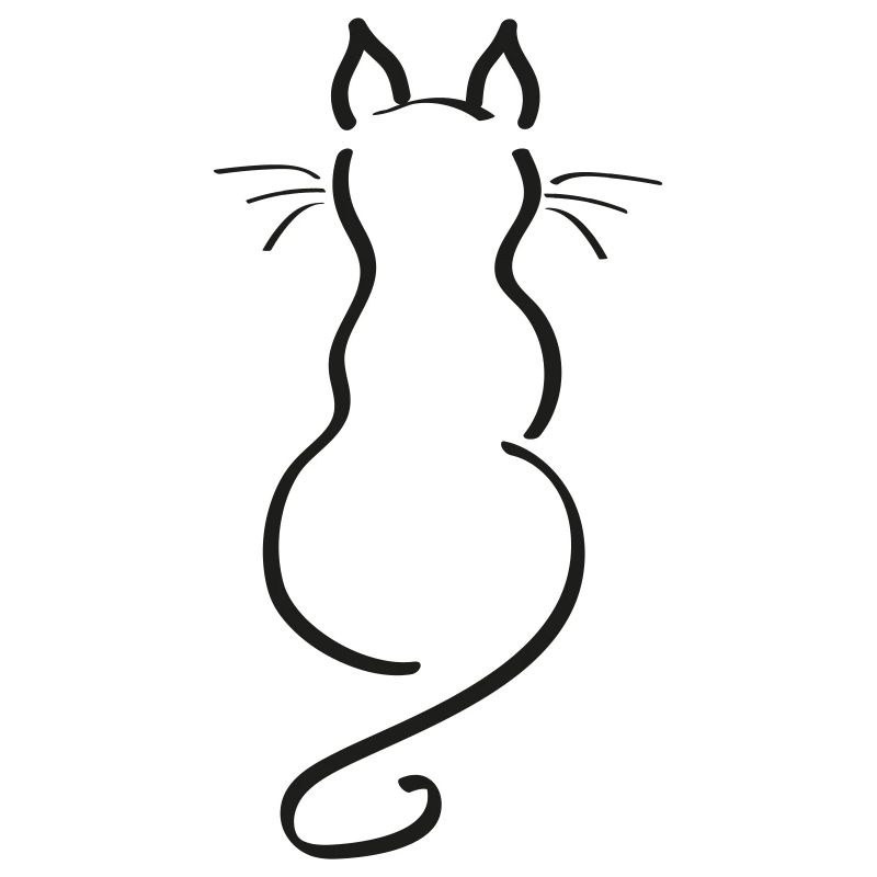 Cat Minimalist Line Back Plain