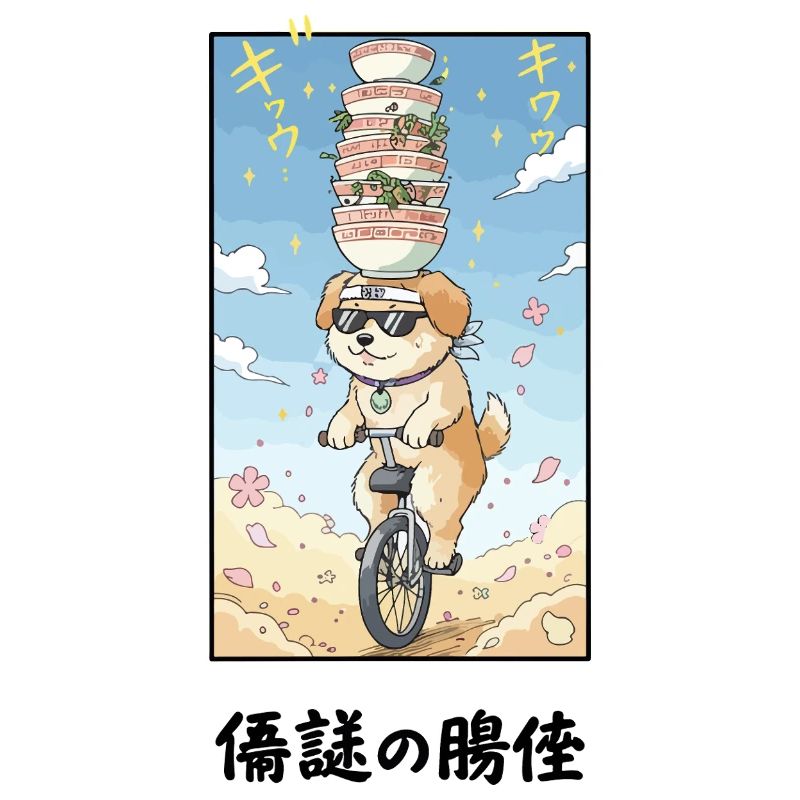 Noodle Stack Pup auf Einrad