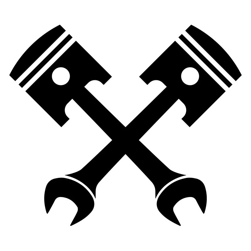 Crossed piston key emblem