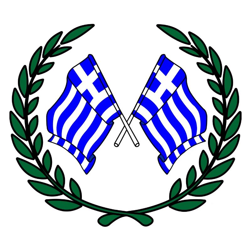 Drapeaux de la Grèce en couronne de laurier