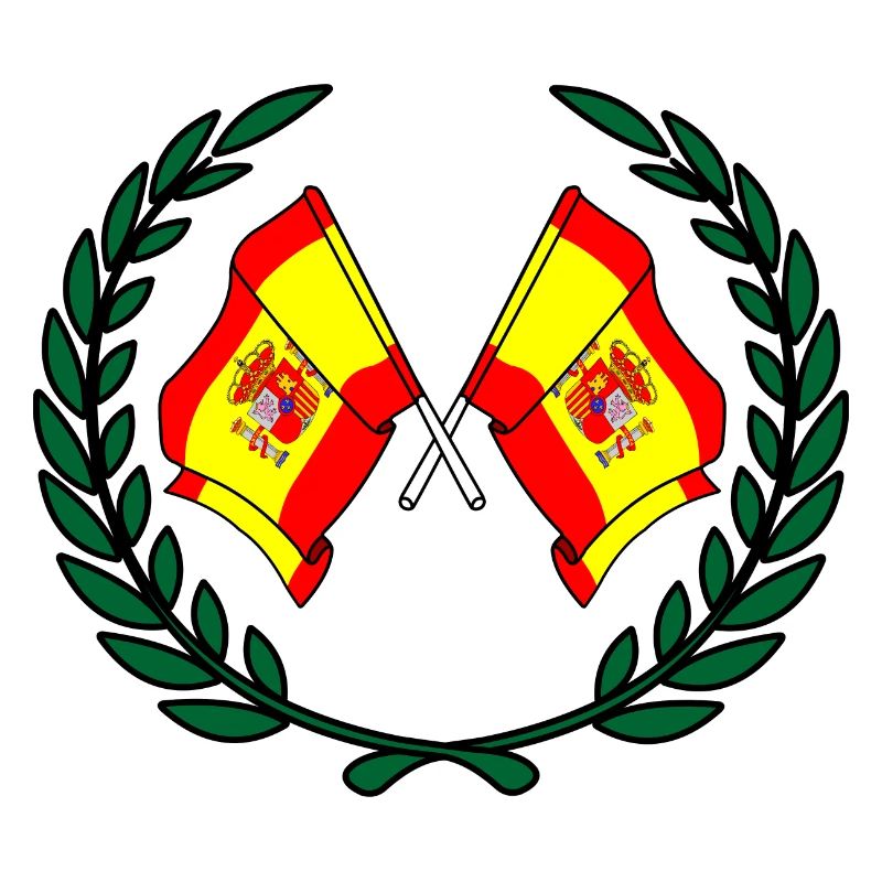 Flags Spain in laurel wreath