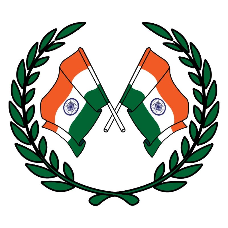 Flags India in laurel wreath