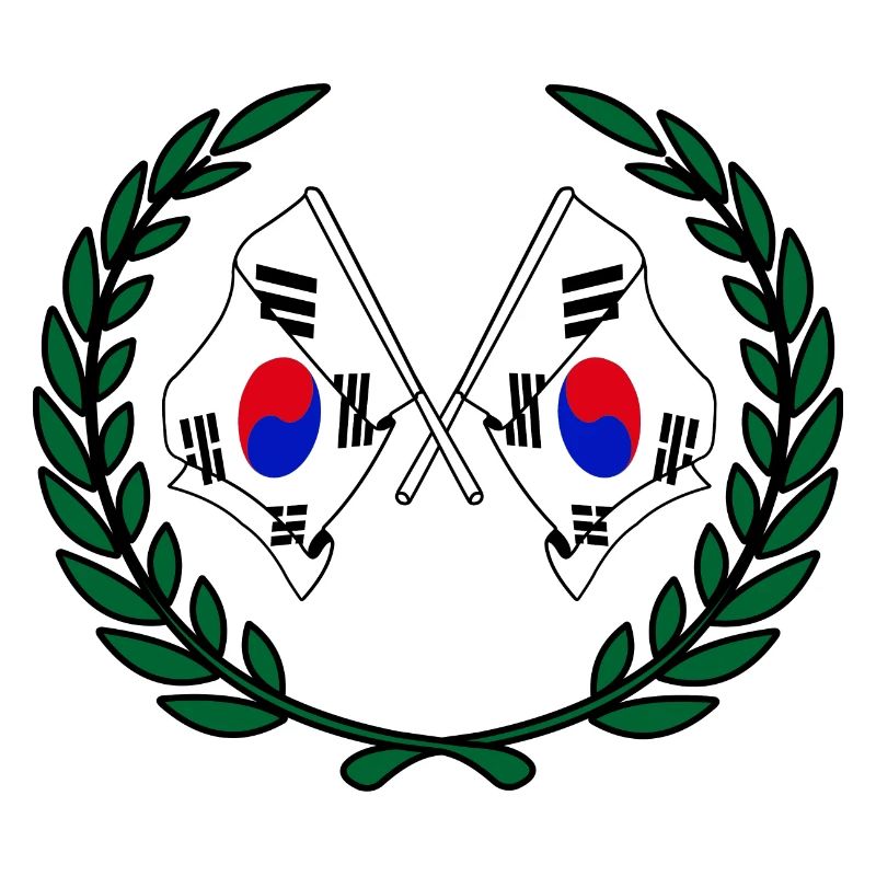 Drapeaux Corée du Sud en couronne de laurier