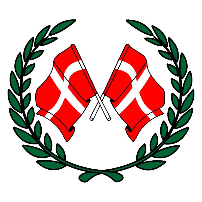Drapeaux du Danemark en couronne de laurier