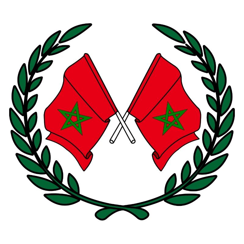 Drapeaux Maroc en couronne de laurier