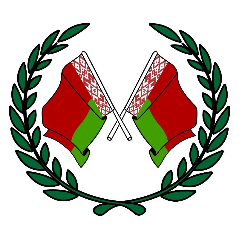 Drapeaux Biélorussie en couronne de laurier