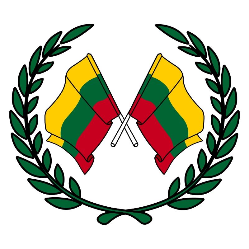 Flags Lithuania in laurel wreath