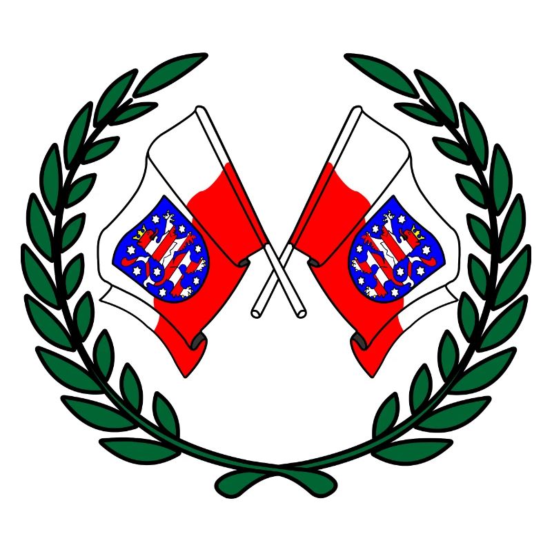 Drapeaux Thuringe couronne de laurier