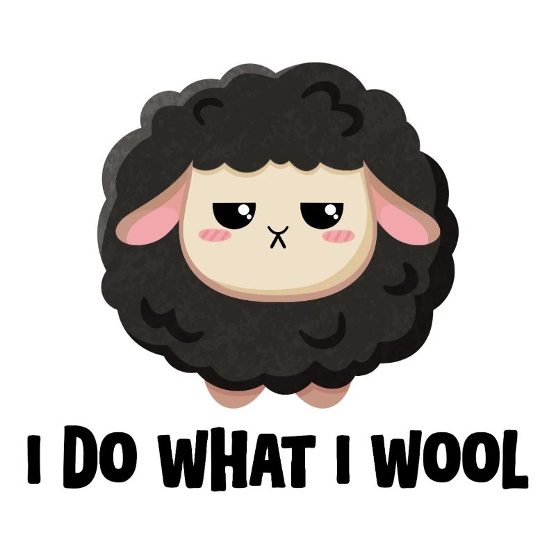 Cute black sheep grumpy with saying