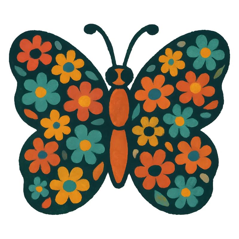 Jeu de couleurs Fleur Papillon