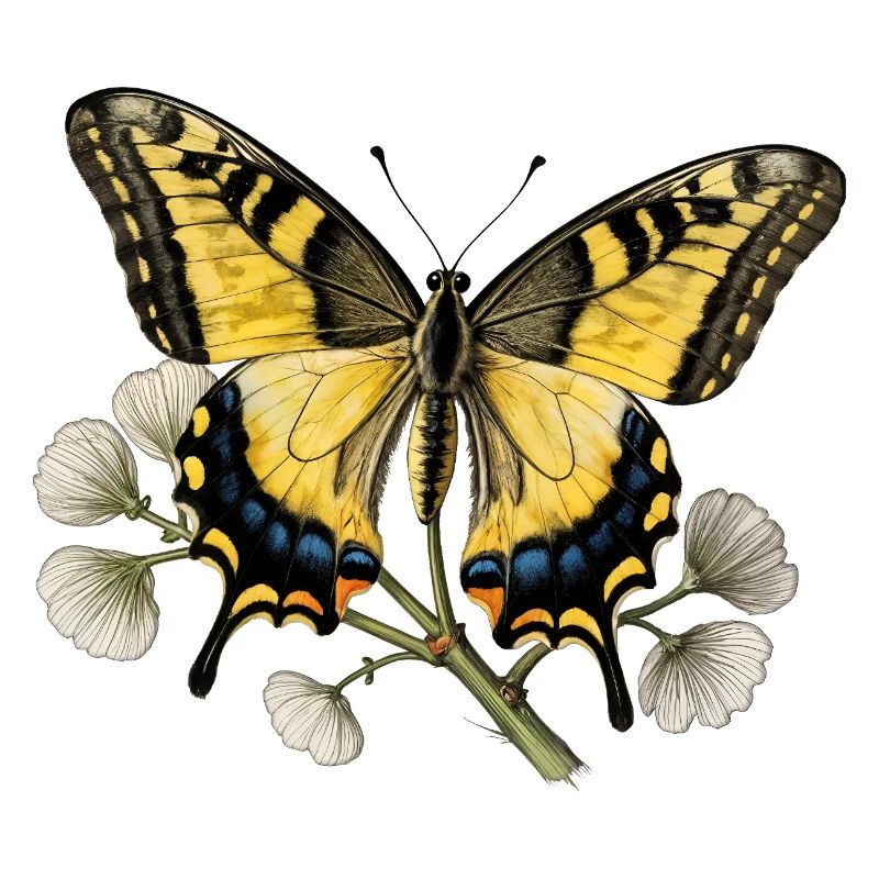 Papillon Machaon - gravure dessin