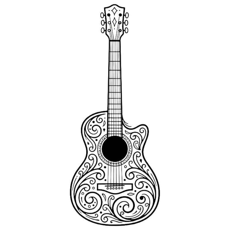 Ornament Guitar Pattern Illustration