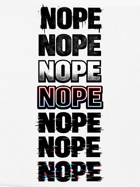 Nein, Neon-Glitch-Textstack