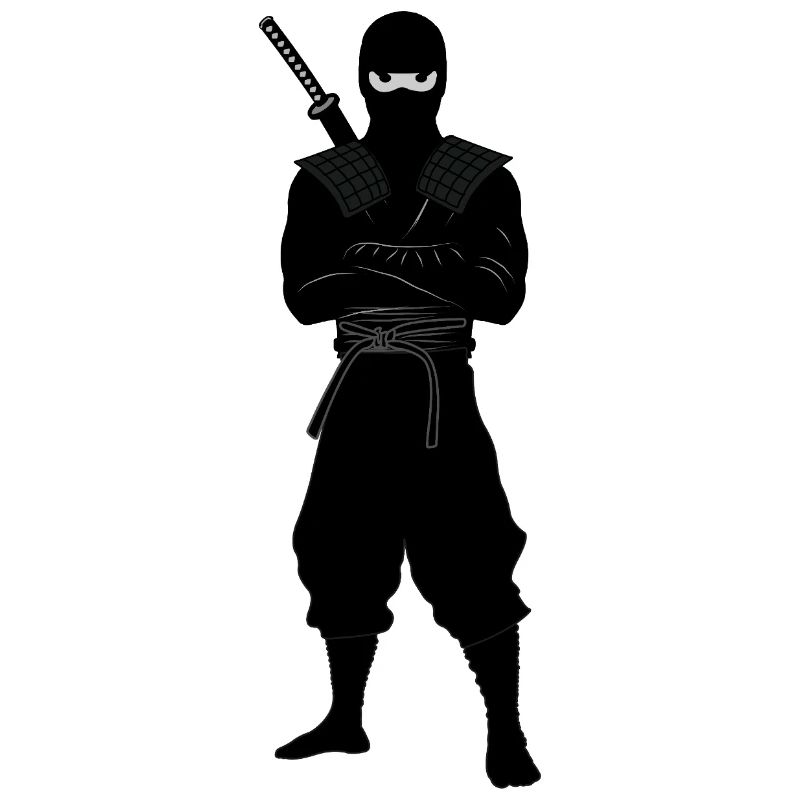 Ninja coriace avec une épée dans le dos