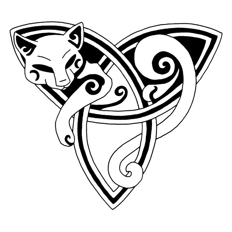 Celtic cat resting (black)