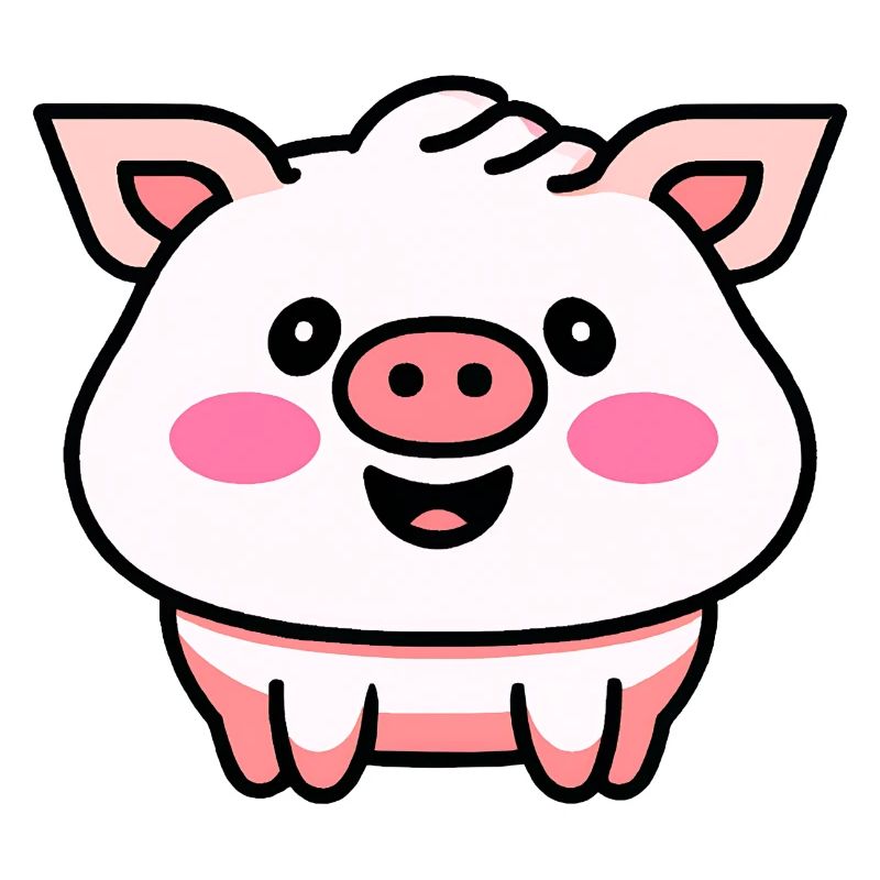 Mignon cochon qui rit Kawaii