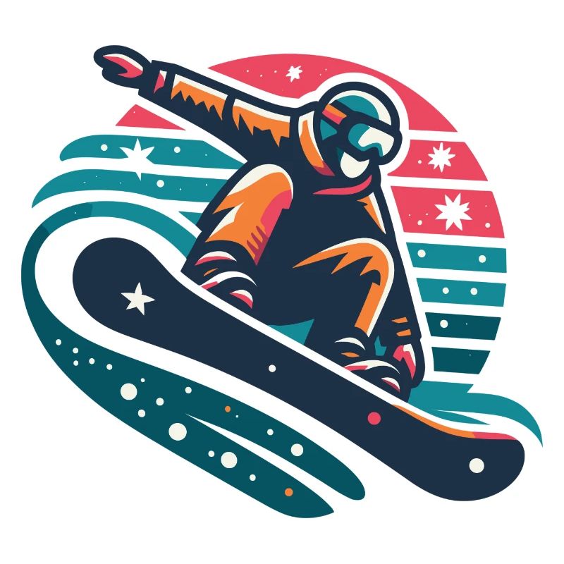 Dynamic Snowboarder Motion Illustration