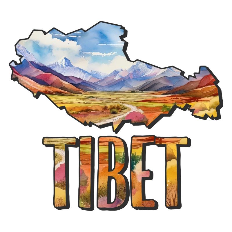 Watercolor Map Tibet