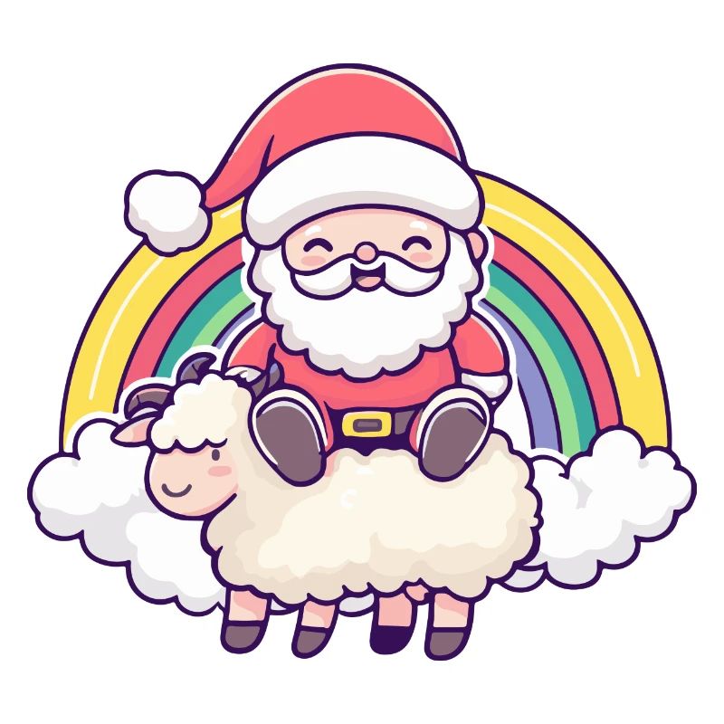 Schaf Weihnachtsmann Regenbogen