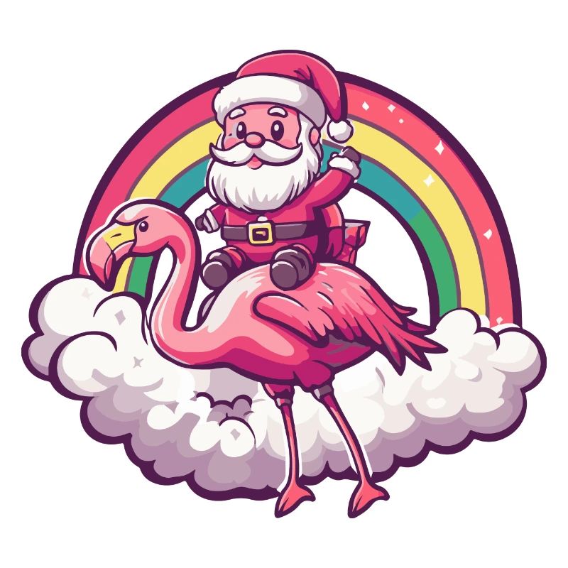 Flamingo Weihnachtsmann Regenbogen