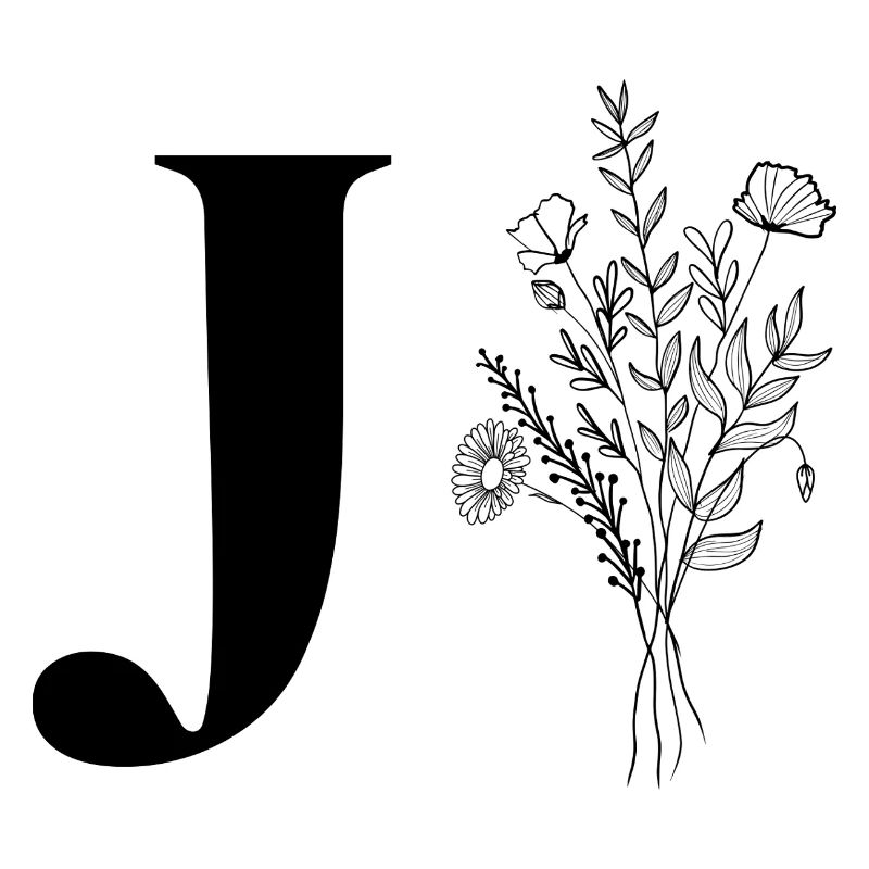 Lette j fleurs minimalistes