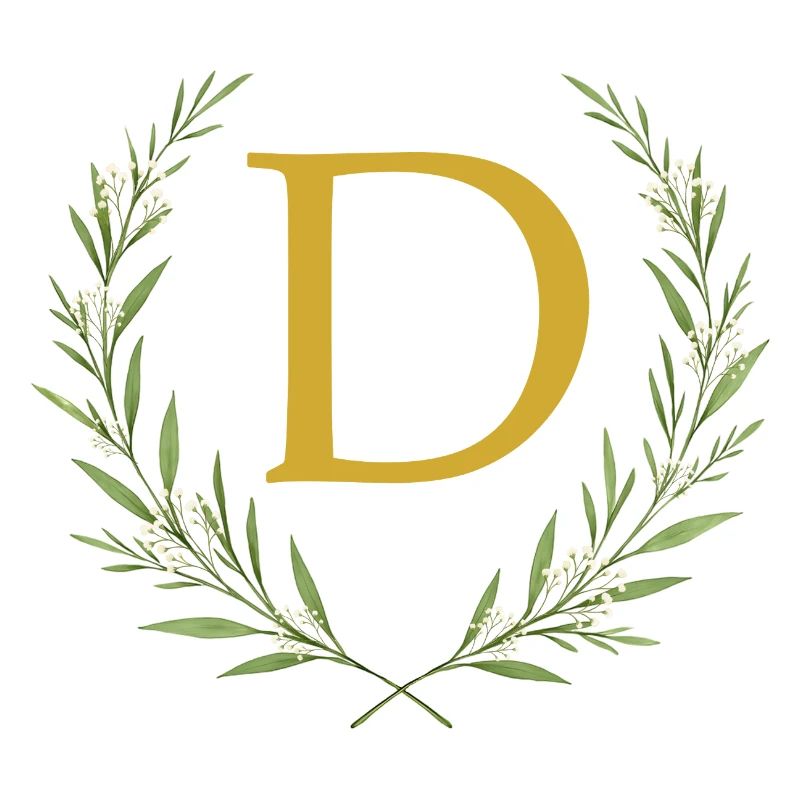 D Monogramm, Eukalyptus Kranz, personalisierbar