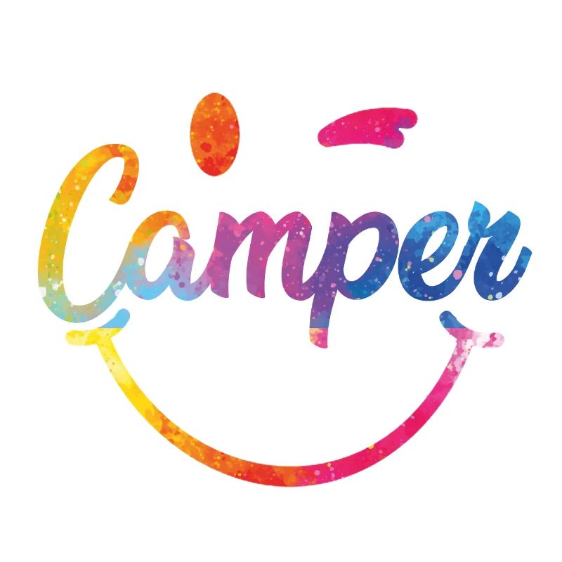 Logo smiley coloré du campeur