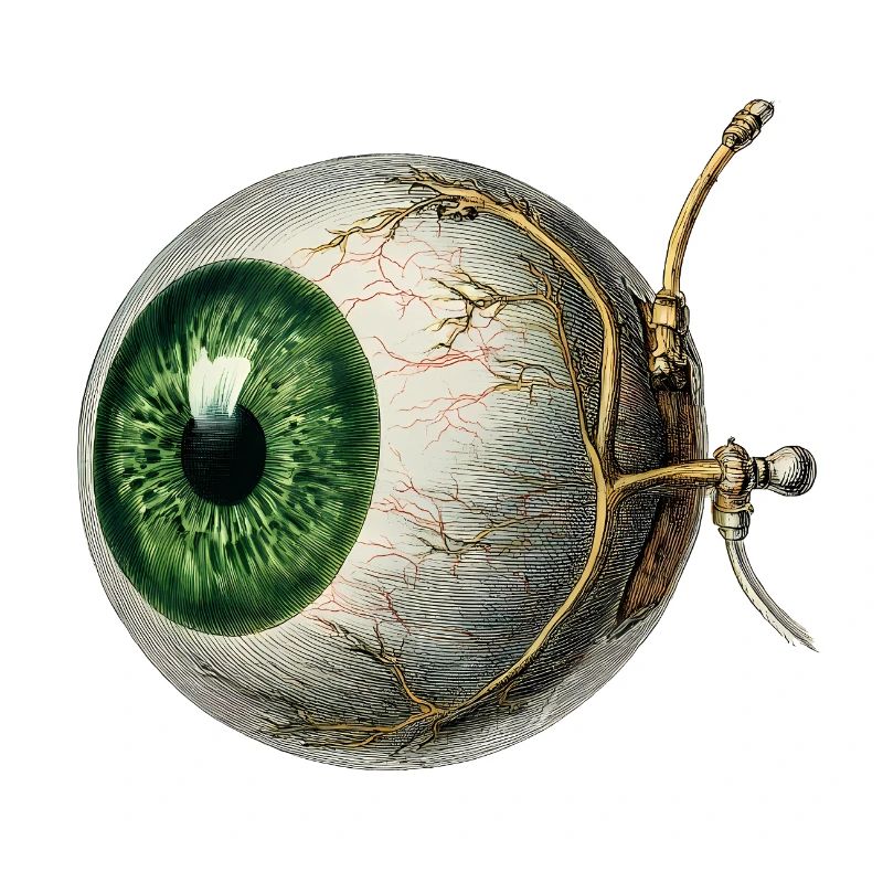 Œil anatomique à iris vert – Style vintage