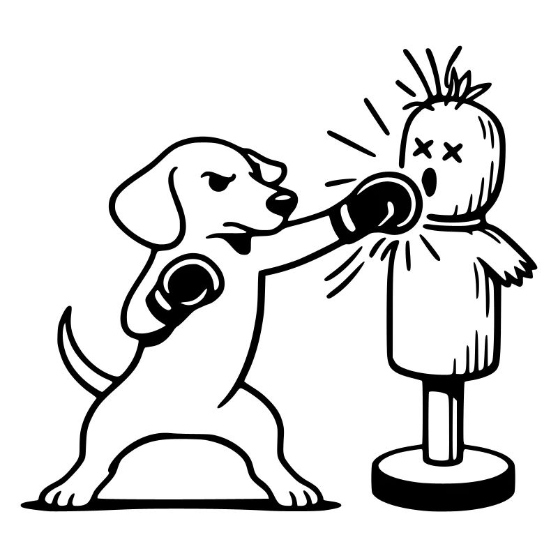 sparring dackel boxen line art 