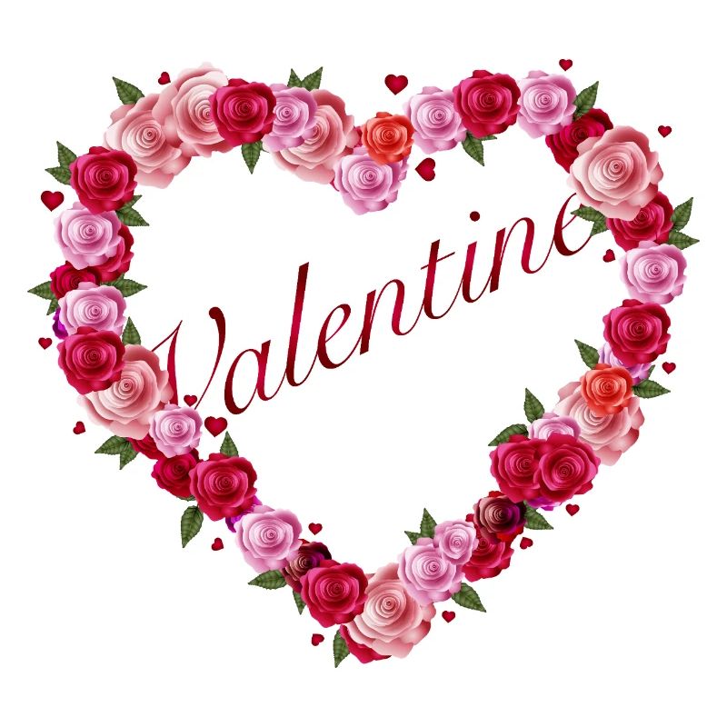 Heart-shaped rose greeting for Valentine's Day