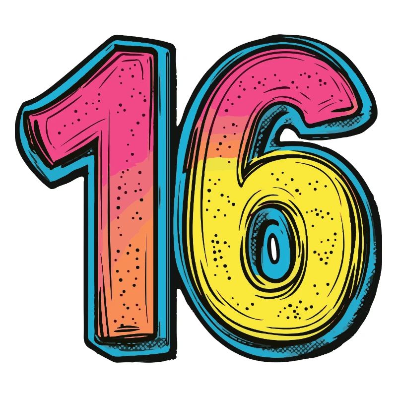 16 Zahl Bunt