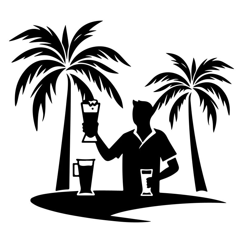 Silhouette de plage de palmiers de vacances