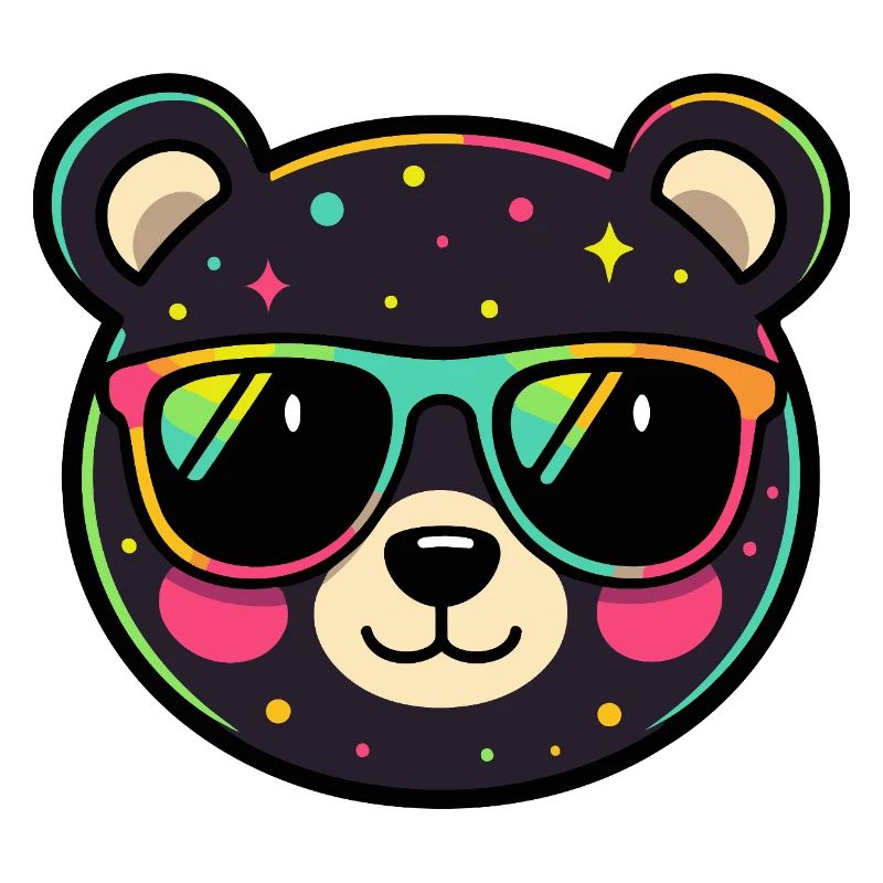 Polychromer Neon-Panda mit Brille