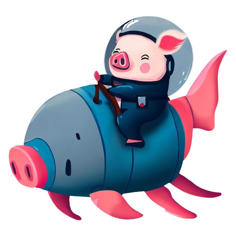Pig Astronaut on Pig Rocket