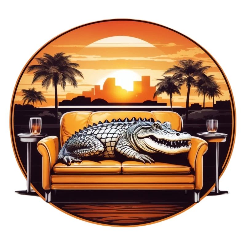 Alligator on sofa