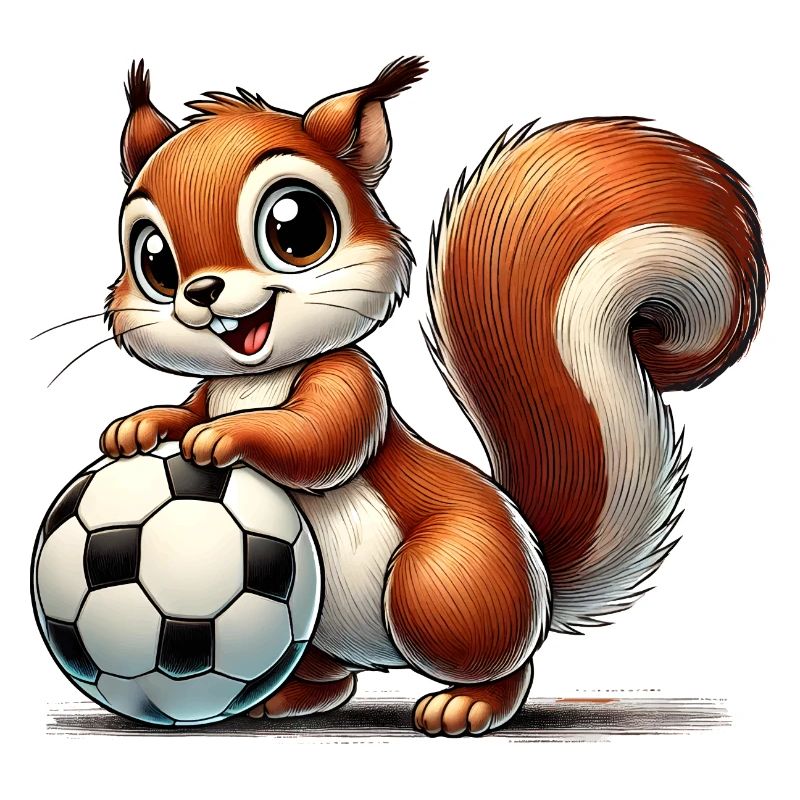 fröhliches Eichhörnchen, spielt Fußball