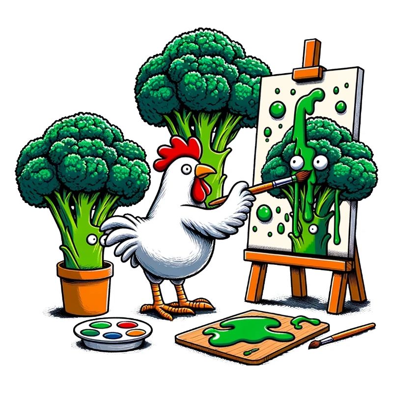 Chicken Paints Broccoli Masterpiece