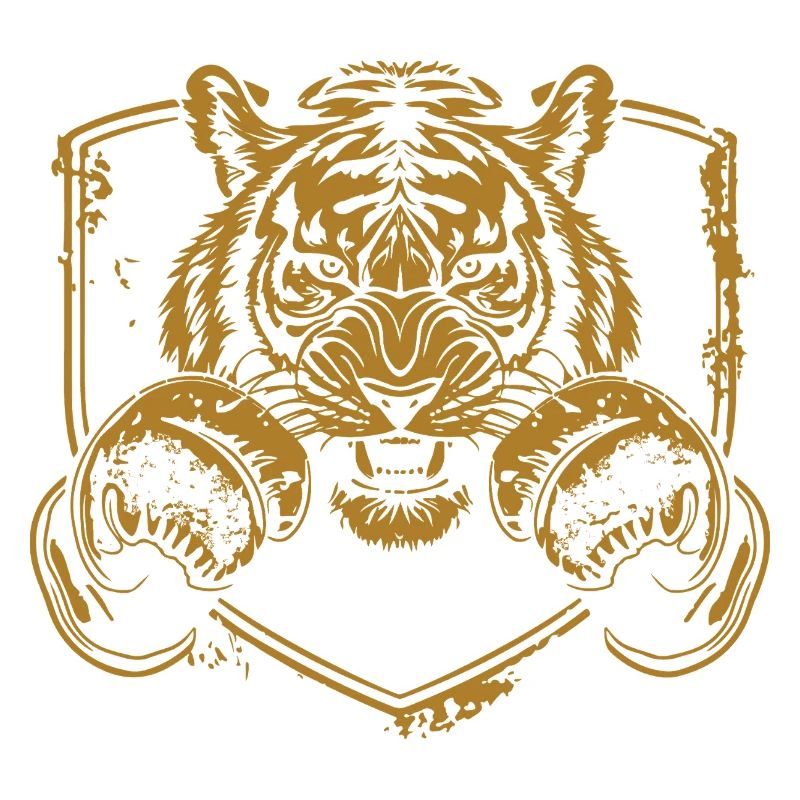 Kriegerischer Tiger mit Schild