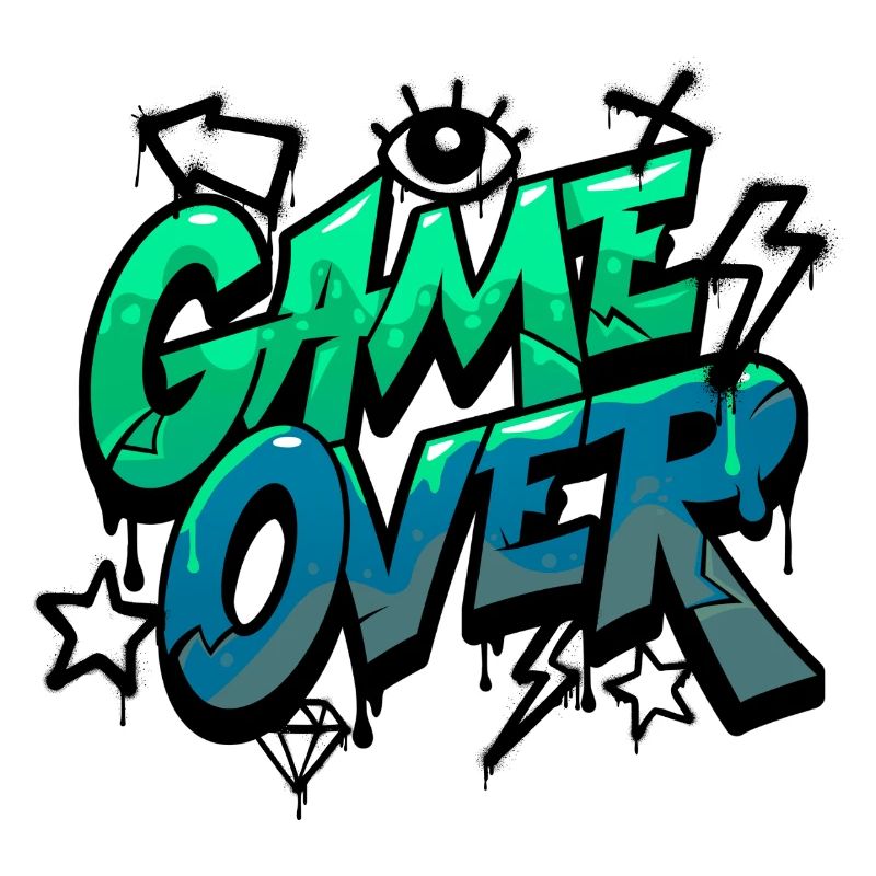 Game Over Neon Graffiti Design