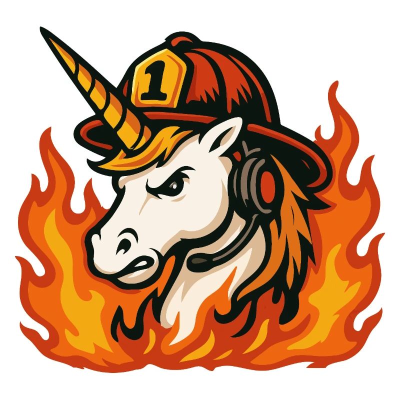 Flammender Einhorn-Feuerwehrmann