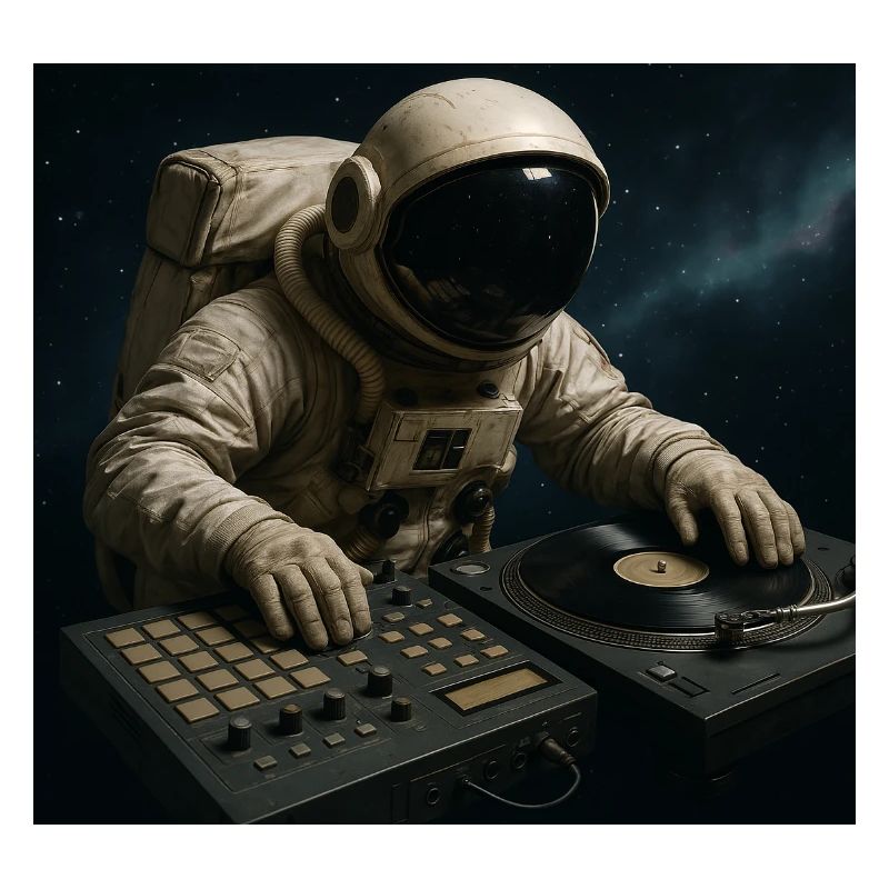 Astronaut DJ on the turntable