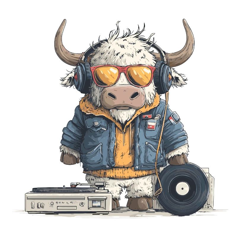 Stier DJ mit Kopfhörer
