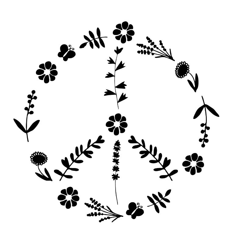 Fleurs et feuilles du signe de paix